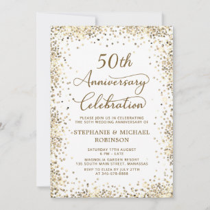 Invitation Cinquantième Anniversaire de Mariage Élégant Paill