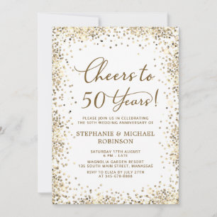 Invitation Cinquantième Anniversaire de Mariage Élégant Paill