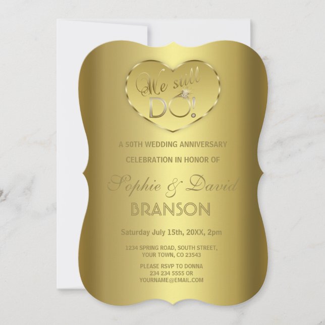 Invitation Cinquantième Anniversaire de Mariage en Or On s'ai (Devant)