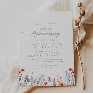 Invitation Cinquantième Anniversaire de Mariage Fleur Sauvage
