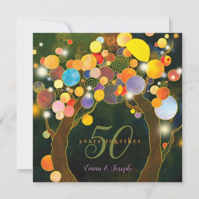 Invitation Cinquantième anniversaire de mariage Lumières guir (Devant)