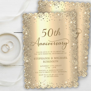 Invitation Cinquantième Anniversaire de Mariage Paillettes Mé