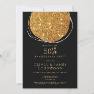 Invitation Cinquantième anniversaire de mariage paillettes or