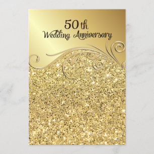 Invitation Cinquantième anniversaire de mariage Sparkle Golde
