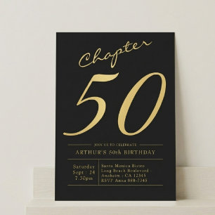 Invitation Cinquantième anniversaire de papa 50 ans fête noir