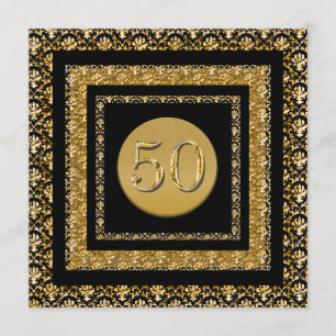 Invitation Cinquantième anniversaire d'or noir "tout