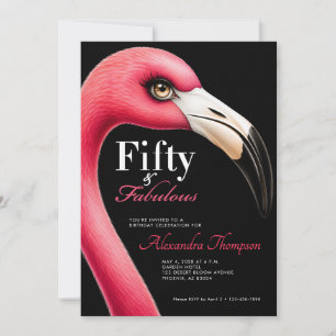 Invitation Cinquantième anniversaire fabuleux de flamant rose
