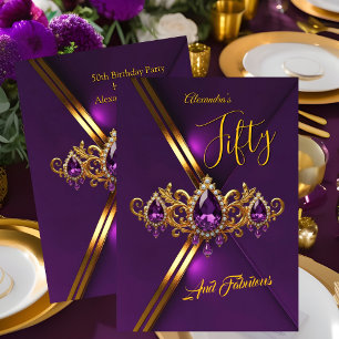 Invitation Cinquantième Anniversaire Fabuleux Royal Violet Or