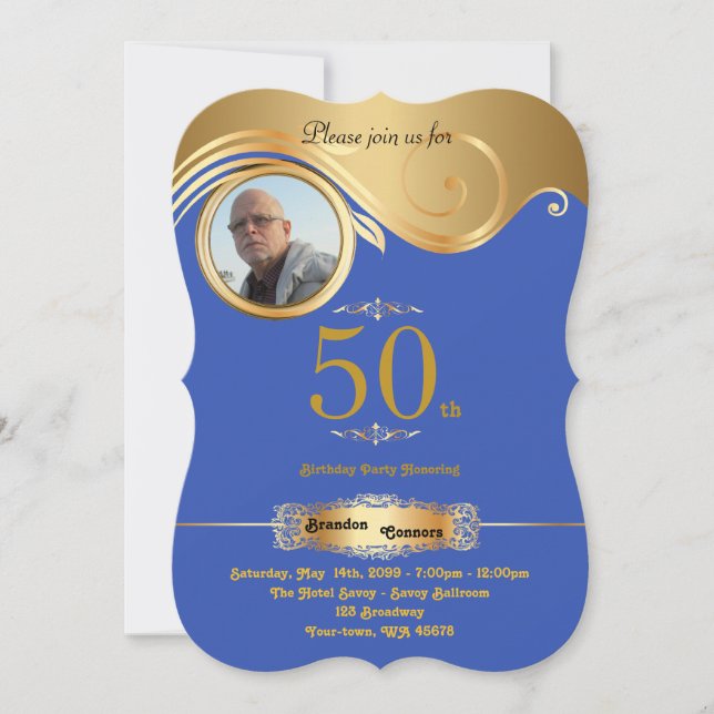 Invitation cinquantième, anyage d'homme d'anniversaire, art (Devant)