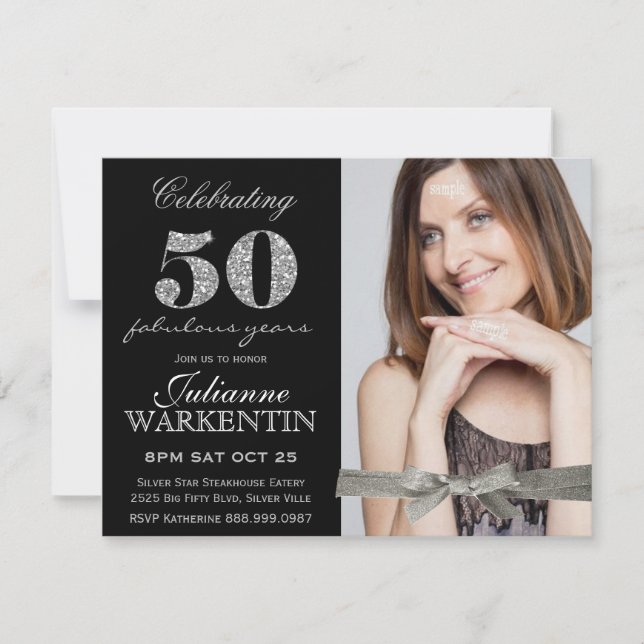 Invitation Cinquantième célébration d'anniversaire de photo (Devant)
