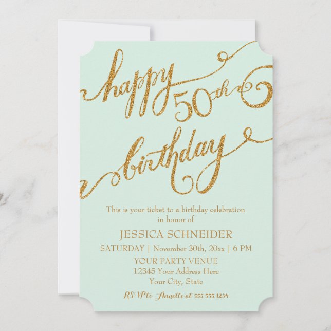 Invitation cinquantième, ciquantième célébration de billet de (Devant)