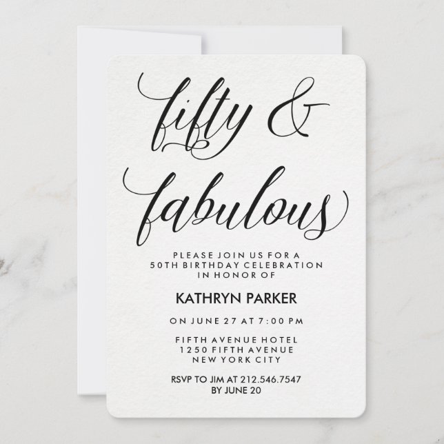 Invitation Cinquantième fête d'anniversaire de calligraphie (Devant)
