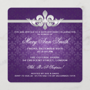 Invitation Cinquantième fête d'anniversaire élégante Fleur De