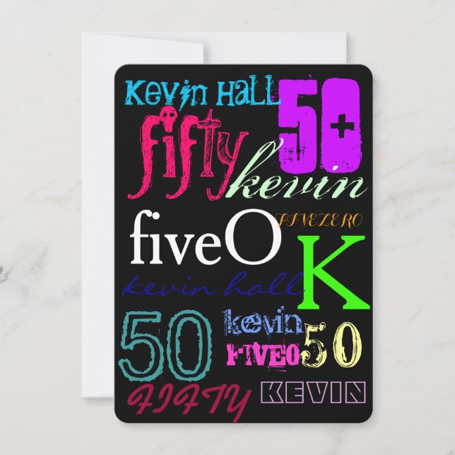 Invitation cinquantième Graffiti sur le noir (Devant)