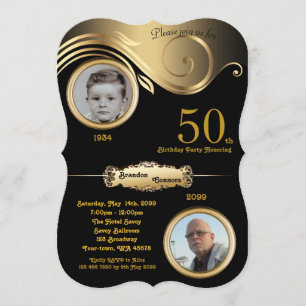 Invitation cinquantième, homme d'anniversaire tout âge, art