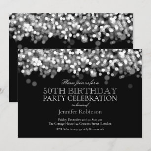 Invitation cinquantième Lumières argentées fascinantes de
