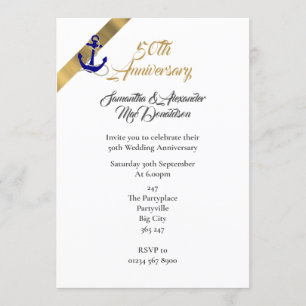 Invitation Cinquantième mariage anniversaire nautique