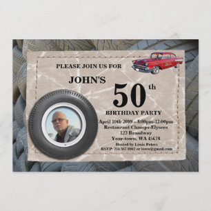 Invitation cinquantième, photo d'homme d'anniversaire, tout