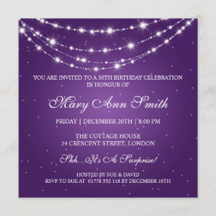 Invitation Cinquantième pourpre à chaînes de scintillement de