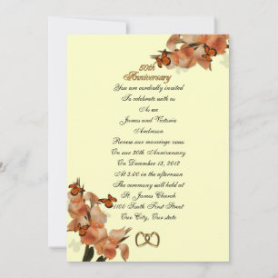 Invitation cinquantième Renouvellement de voeu d'anniversaire