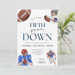 Invitation Cinquième année bas football thème garçon 5e anniv