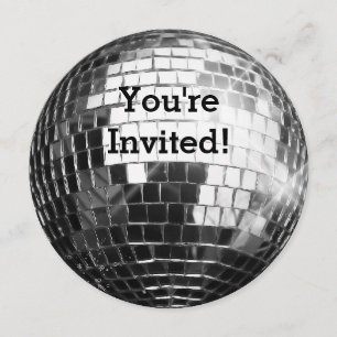 Invitation Circle Round Silver Disco Ball Cool Birthday Party
