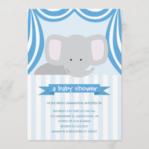 Invitation Circus Elephant Baby shower Inviation - Garçon