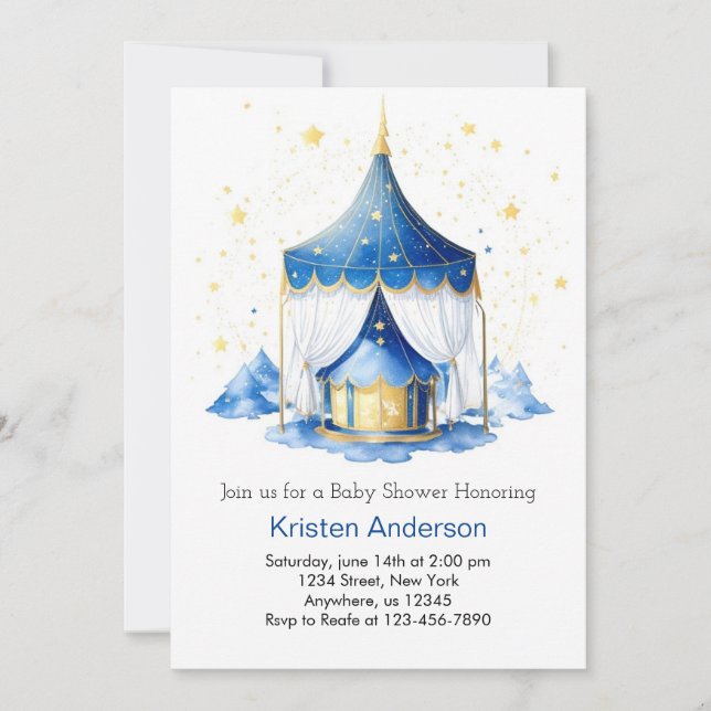Invitation Circus Magic Meadow Adventure Baby shower garçon (Devant)