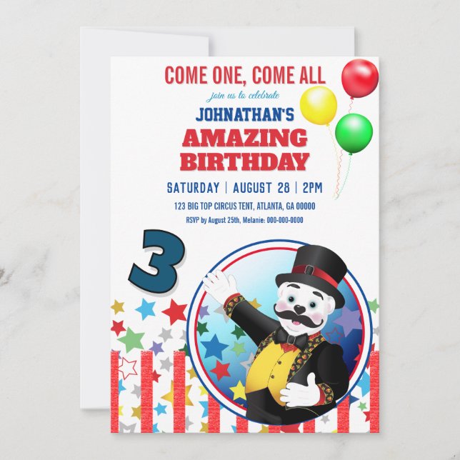 Invitation Circus Polar Bear Ringmaster (Devant)