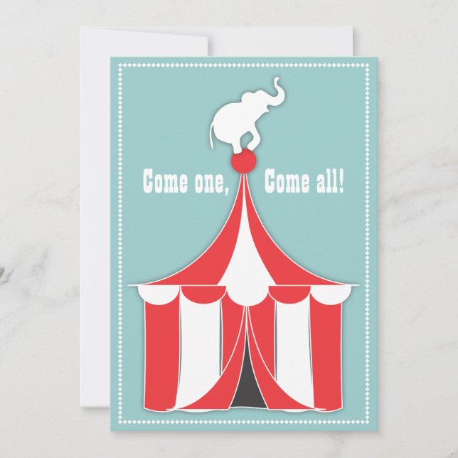 Invitation Circus Tent & Elephant Anniversaire de enfant Part (Devant)