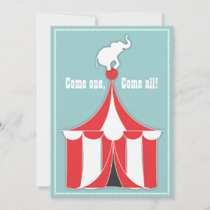 Invitation Circus Tent & Elephant Anniversaire de enfant Part
