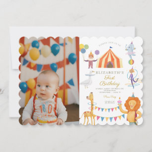 Invitation Cirque coloré Photo Carnaval bébé Anniversaire