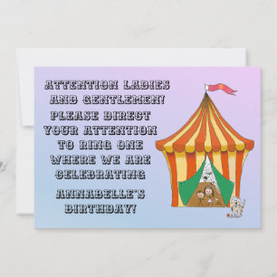 Invitation Cirque coloré Tente Enfants Fête d'anniversaire