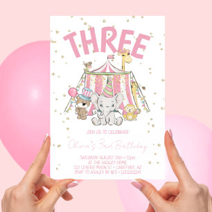 Invitation Cirque de Carnaval Rose 3e Anniversaire