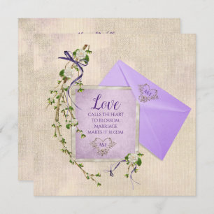 Invitation Citation d'amour mariage avec branche florale