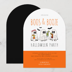 Invitation Citation de Boos et Booze Ghost Adult Halloween Pa