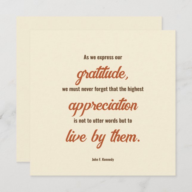 Invitation Citation de Thanksgiving de John F. Kennedy Dinner (Devant / Derrière)