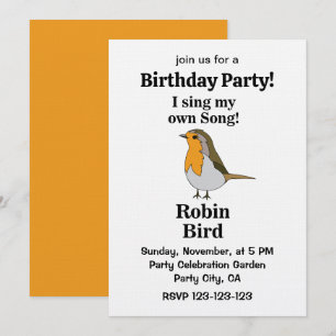 Invitation Citation drôle d'oiseau Robin pour fête d'annivers