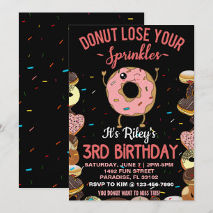 Invitation Citation drôle sur le thème du donut pour le 3e an