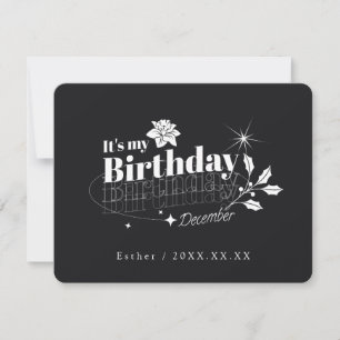 Invitation Citation Fleurie Personnalisée Noir pour Anniversa