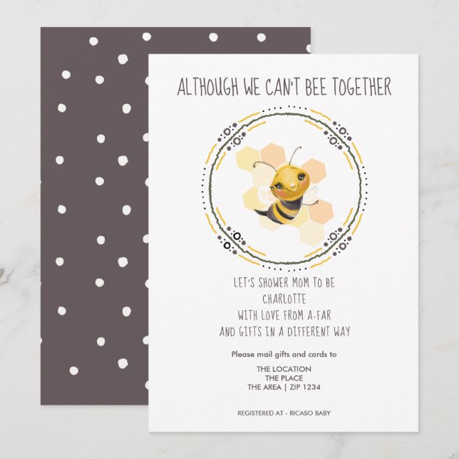 Invitation Cite Cant Be Together Baby shower by Mail (Devant / Derrière)