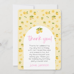 Invitation Citron 1er anniversaire Merci photo