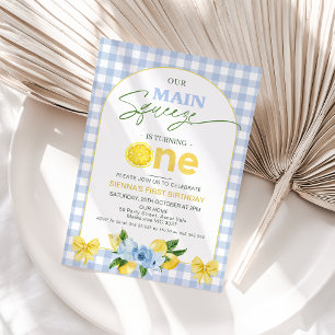 Invitation Citron Bleu Bow Notre Squeeze Principal 1er Annive