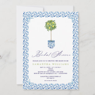 Invitation Citron bleu méditerranéen Carreaux de jardin Fête 