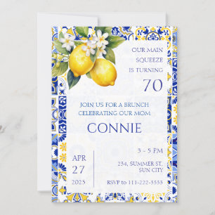 Invitation Citron bleu méditerranéen Carrelage italien Annive