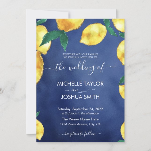Invitation Citron Capri Italie destination mariage (Devant)