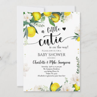 Invitation Citron Citrus Baby shower botanique méditerranéen
