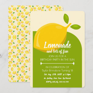 Invitation Citron design, Lemonade et beaucoup d'Anniversaire