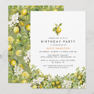 Invitation Citron floral | Fun Bright Jaune Adulte Anniversai