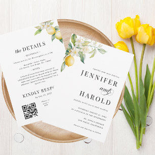 Invitation Citron floral minimal Plaque tout en un seul Maria